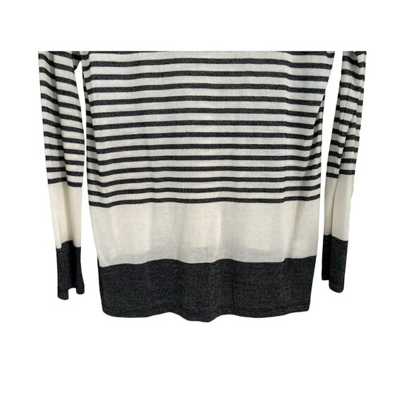 VINCE Deep Crewneck Top Oversized Shirt Knitted White Blue Stripes  Size XSmall - Picture 7 of 8